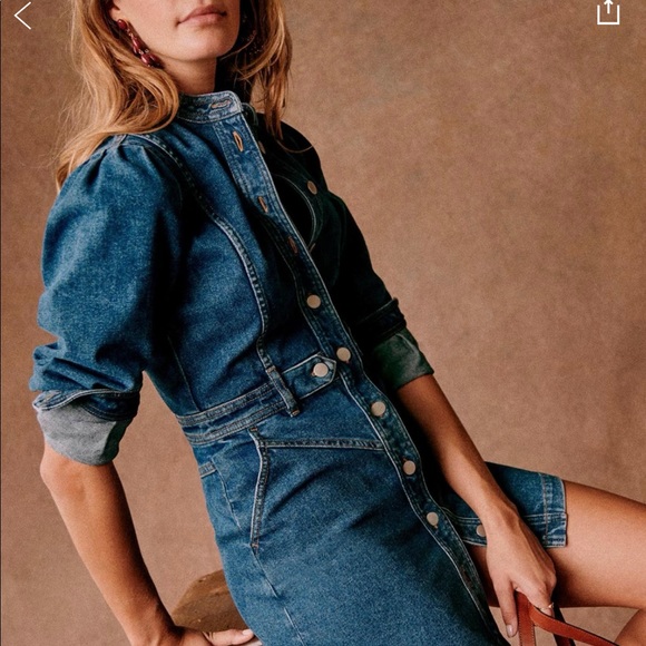 💋*FOUND* 🥂SÉZANE ALBERTA DRESS - Blue Denim SZ 2  MINI BOWLING BAG - Saffron V - Picture 2 of 4